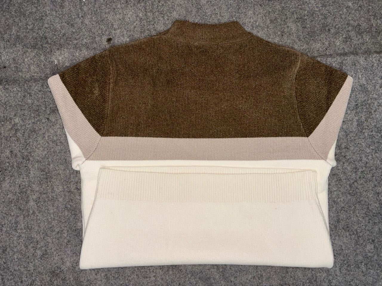 Positive Routine – Unisex Korean Streetwear Knit Sweatshirt (Brown | Beige | Ivory Block)