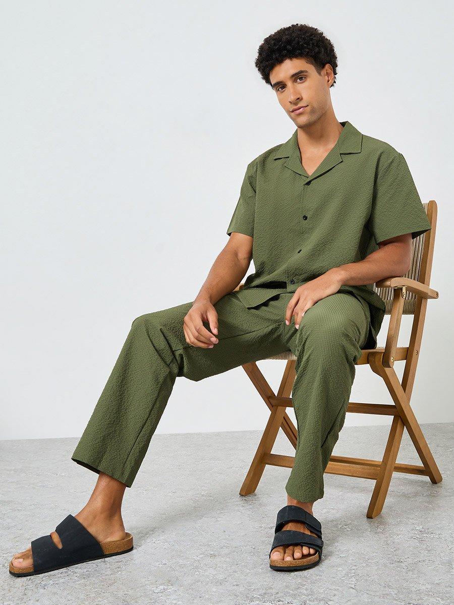 VybeWears Premium Textured Co-Ord Set | Relaxed Fit | Cotton Blend Summer Co-Ord for Men