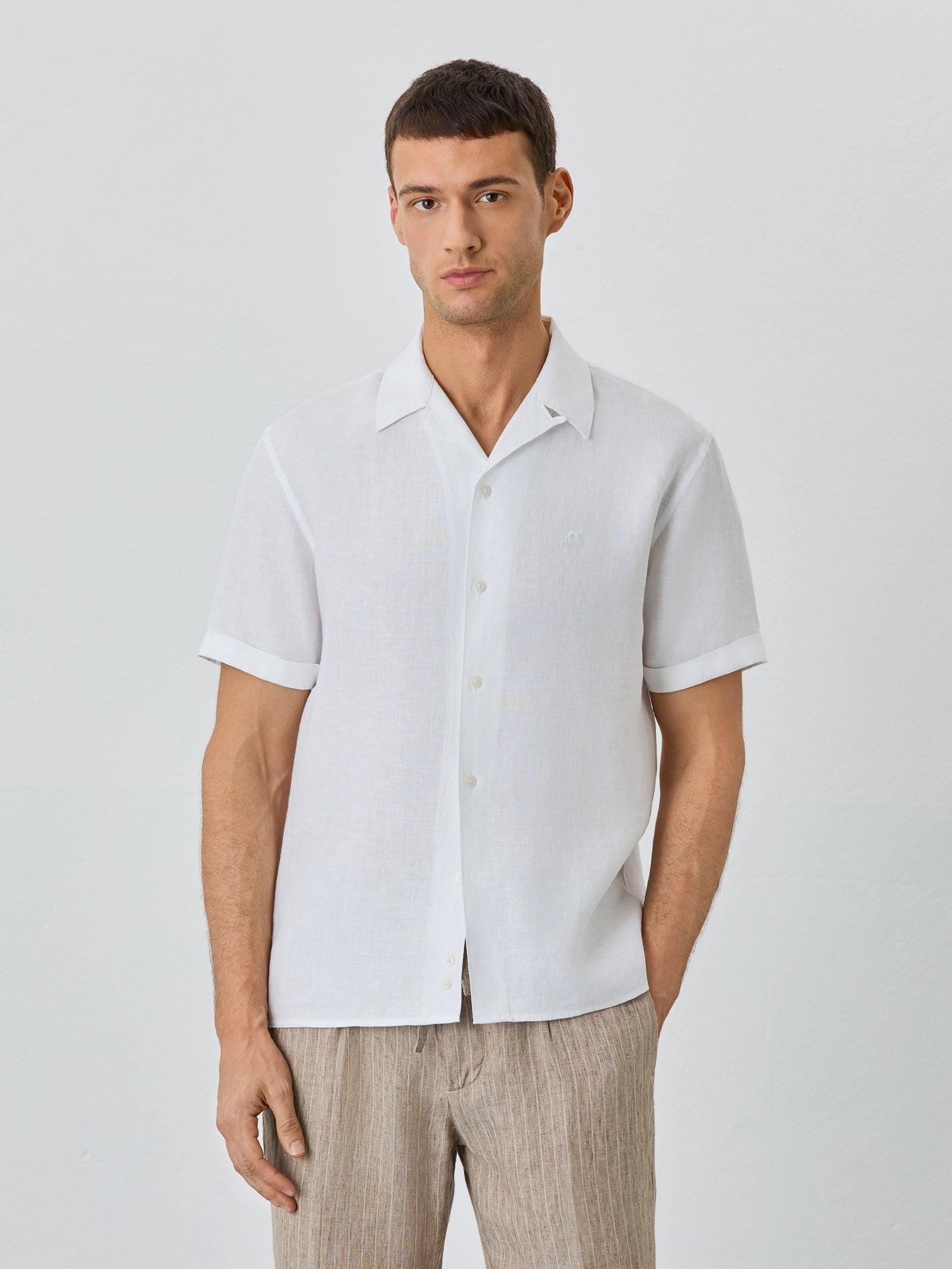 VybeWears Premium Linen Blend Cuban Collar Shirt | Relaxed Fit | Lightweight Summer Shirt for Men