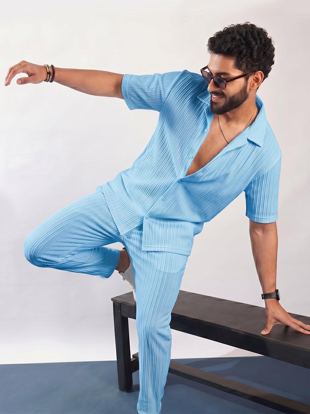 VybeWears Premium Textured Co-Ord Set | Relaxed Fit | Cotton Blend Summer Co-Ord for Men