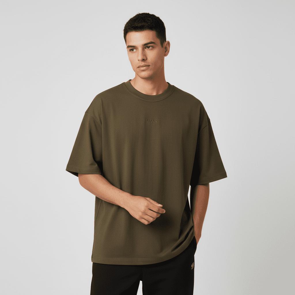 VybeWears Premium Waffle Knit Oversized T-Shirt | 260 GSM | Textured Cotton | Relaxed Fit