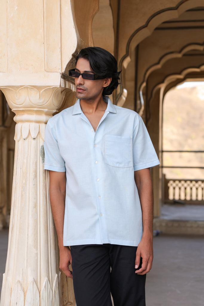 VybeWears Premium Linen Blend Cuban Collar Shirt | Relaxed Fit | Lightweight Summer Shirt for Men
