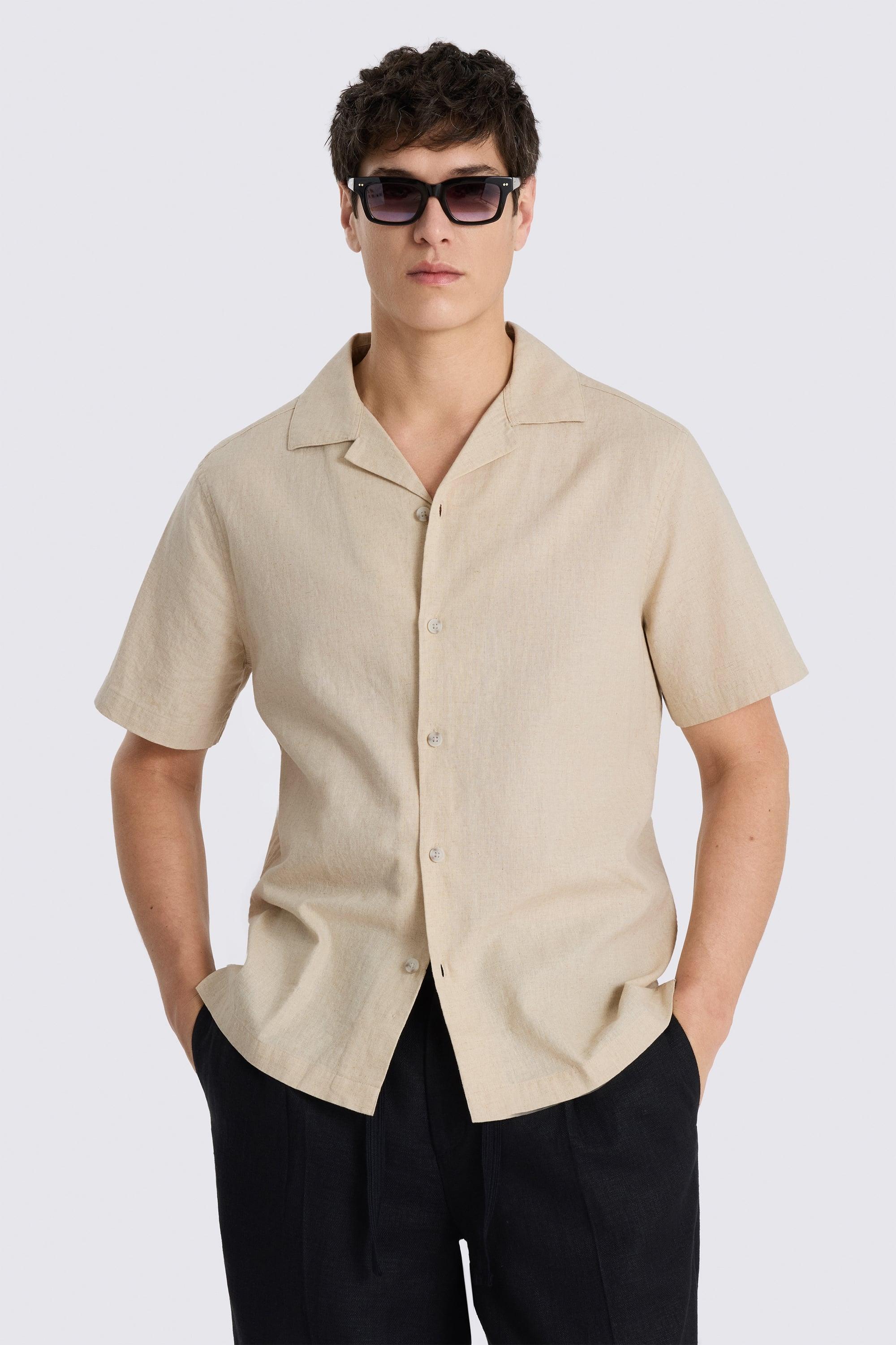 VybeWears Premium Linen Blend Cuban Collar Shirt | Relaxed Fit | Lightweight Summer Shirt for Men