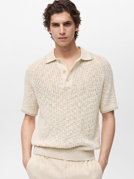 VybeWears Premium Crochet Knit Polo Shirt | Breathable Summer Knit | Luxury Fit