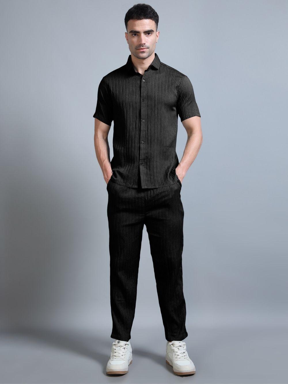 VybeWears Premium Textured Co-Ord Set | Relaxed Fit | Cotton Blend Summer Co-Ord for Men