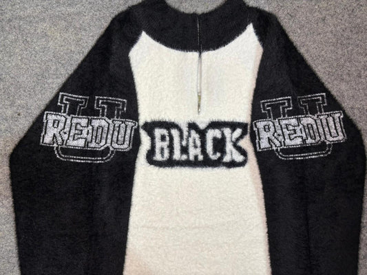 The “BLACK RE:DU Varsity” Sherpa Sweatshirt — Korean Street Luxe Edition
