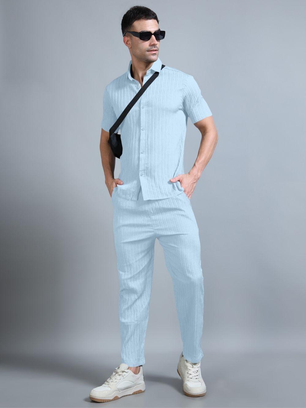 VybeWears Premium Textured Co-Ord Set | Relaxed Fit | Cotton Blend Summer Co-Ord for Men