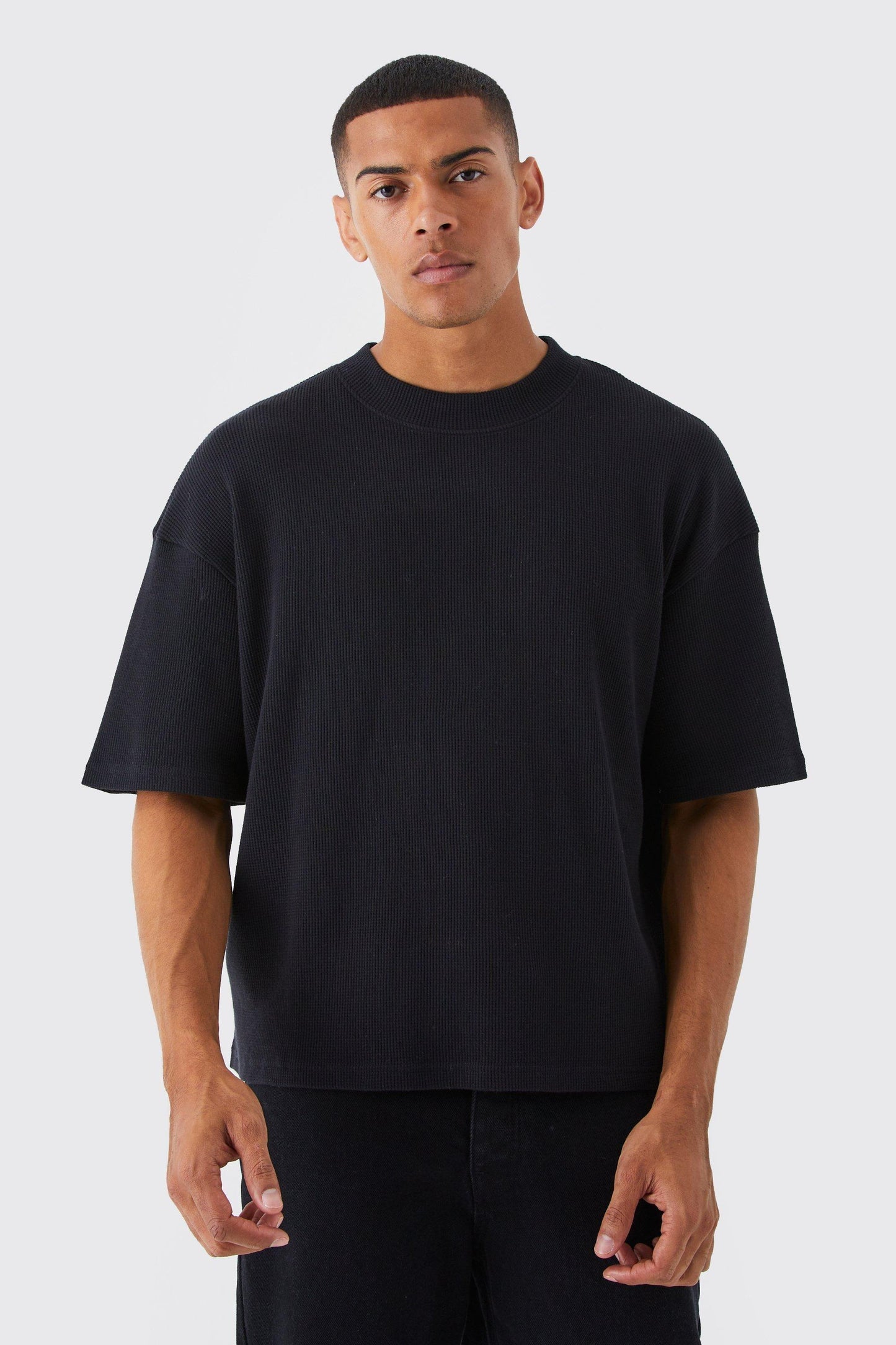 VybeWears Premium Waffle Knit Oversized T-Shirt | 260 GSM | Textured Cotton | Relaxed Fit