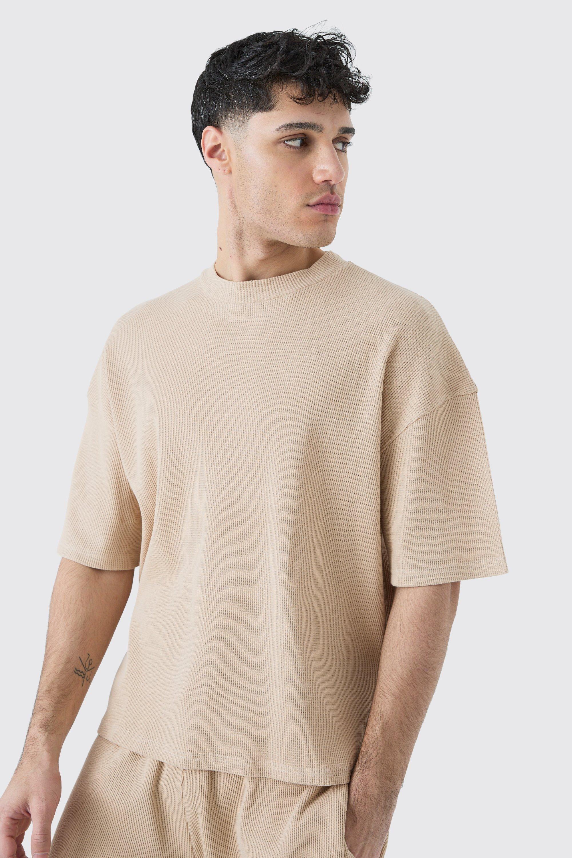 VybeWears Premium Waffle Knit Oversized T-Shirt | 260 GSM | Textured Cotton | Relaxed Fit