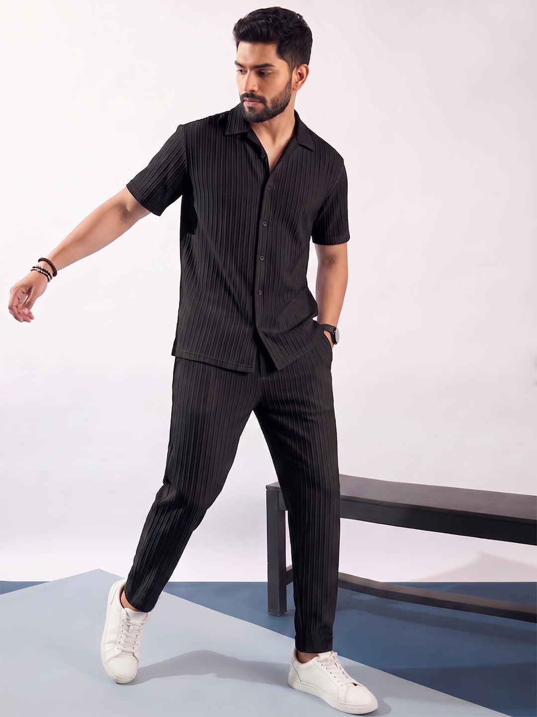 VybeWears Premium Textured Co-Ord Set | Relaxed Fit | Cotton Blend Summer Co-Ord for Men