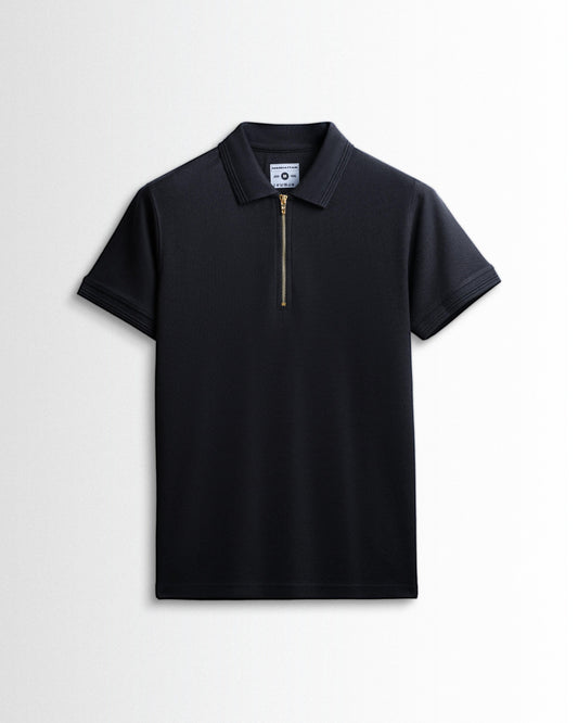 VybeWears Premium Zip Polo T-Shirt | Stretch Cotton | Smart Casual Collection