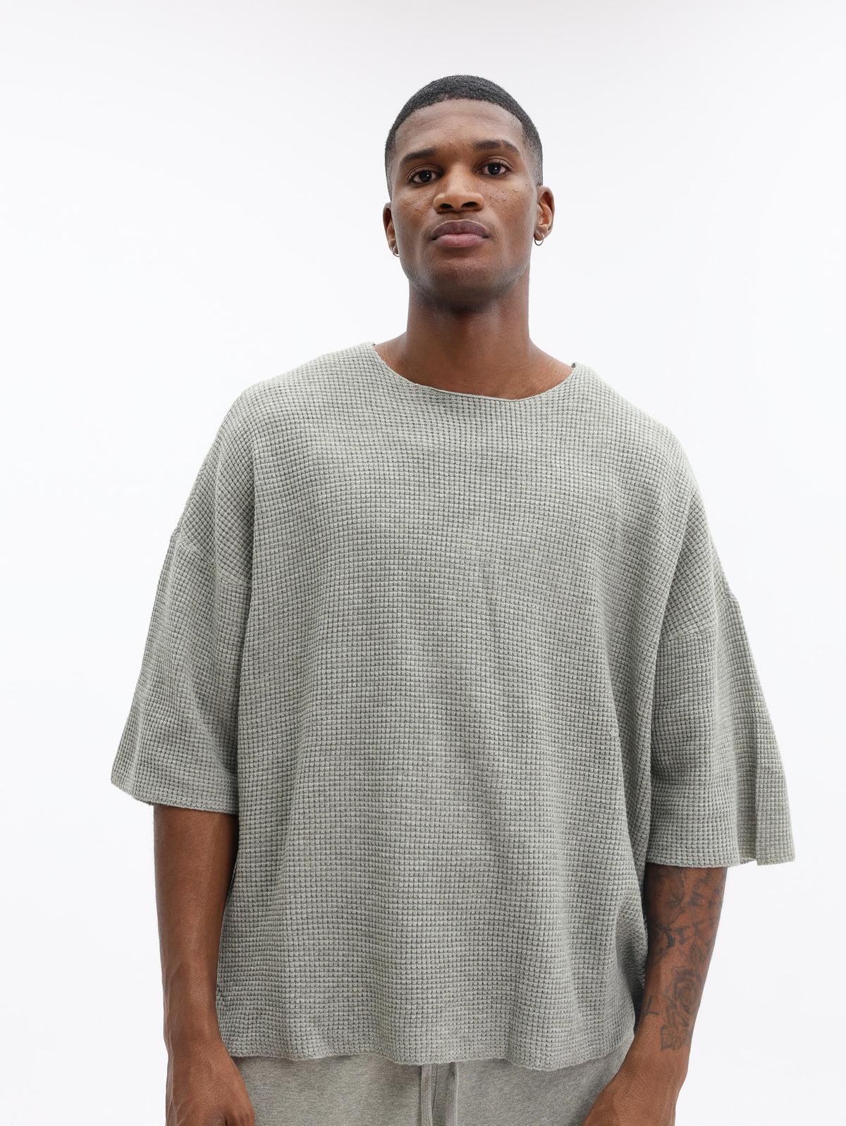 VybeWears Premium Waffle Knit Oversized T-Shirt | 260 GSM | Textured Cotton | Relaxed Fit
